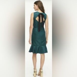 NWT J. Crew Green Sleeveless Dress with Black Back Bow